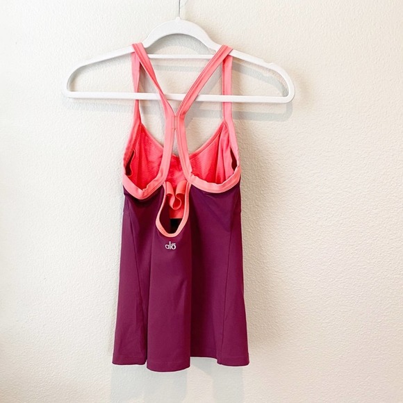 Alo yoga maroon neon Racerback workout top - Picture 2 of 5